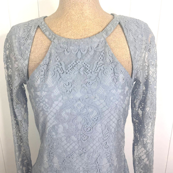 For Love and Lemons Eternal Love Lace Mini Dress in Powder Blue SZ M - Picture 4 of 11